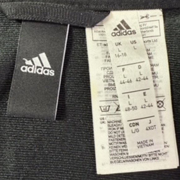 Adidas Full Zip Long Sleeve Black W/ White Stripes Warmup Jacket Size L - Picture 6 of 7